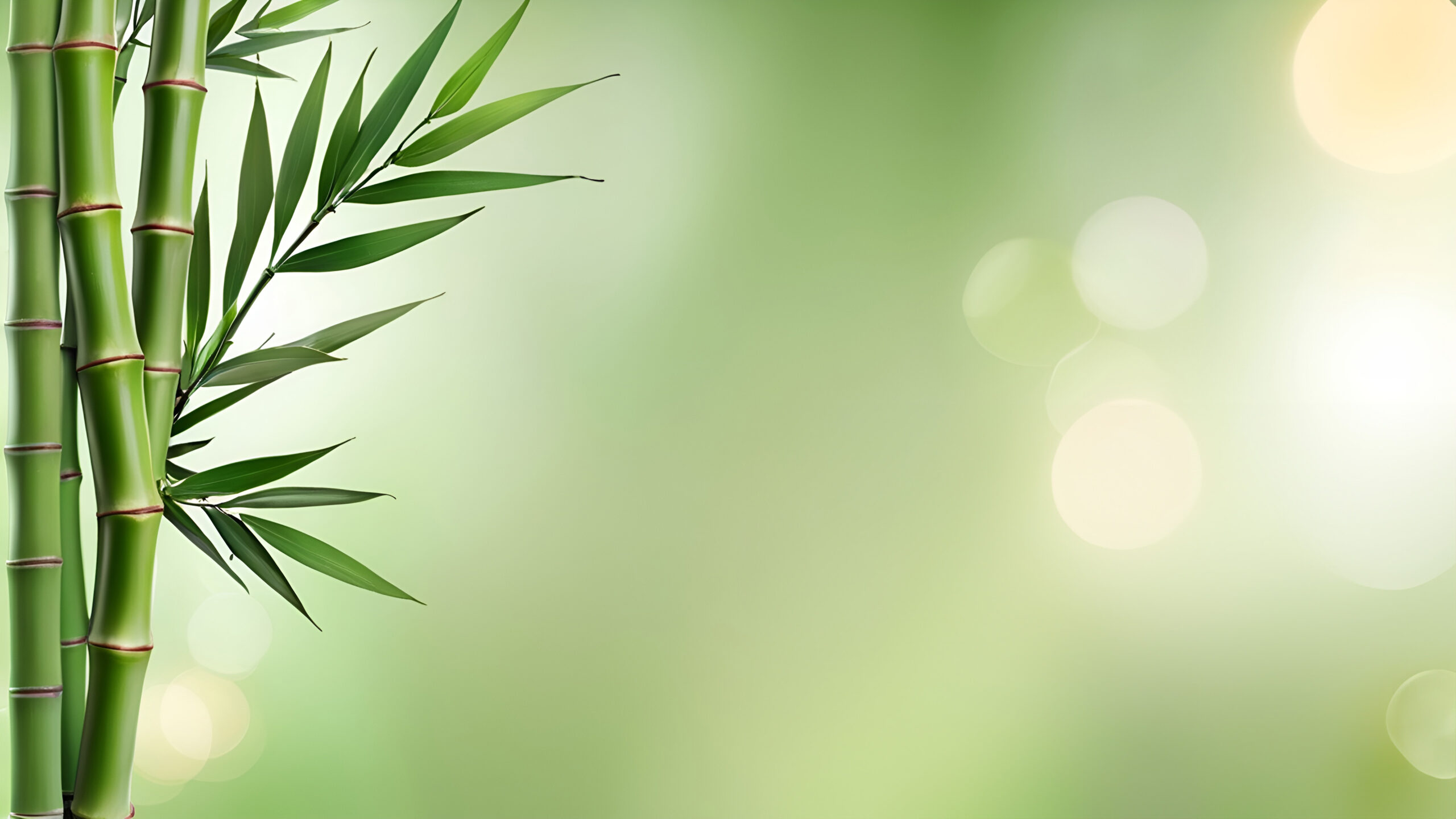 green bamboo leaves with copy space around them smooth blur background scaled